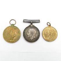 A pair of medals alongside a 3rd medal. Medals made out to 173 Pte R Laidlaw of the Irish Rifles