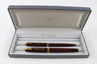 Vintage PARKER 75 Brown Lacquer Fountain Pen w/ 14ct Gold Nib, Ballpoint, Box // w/ 14ct Gold Nib,