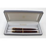 Vintage PARKER 75 Brown Lacquer Fountain Pen w/ 14ct Gold Nib, Ballpoint, Box // w/ 14ct Gold Nib,