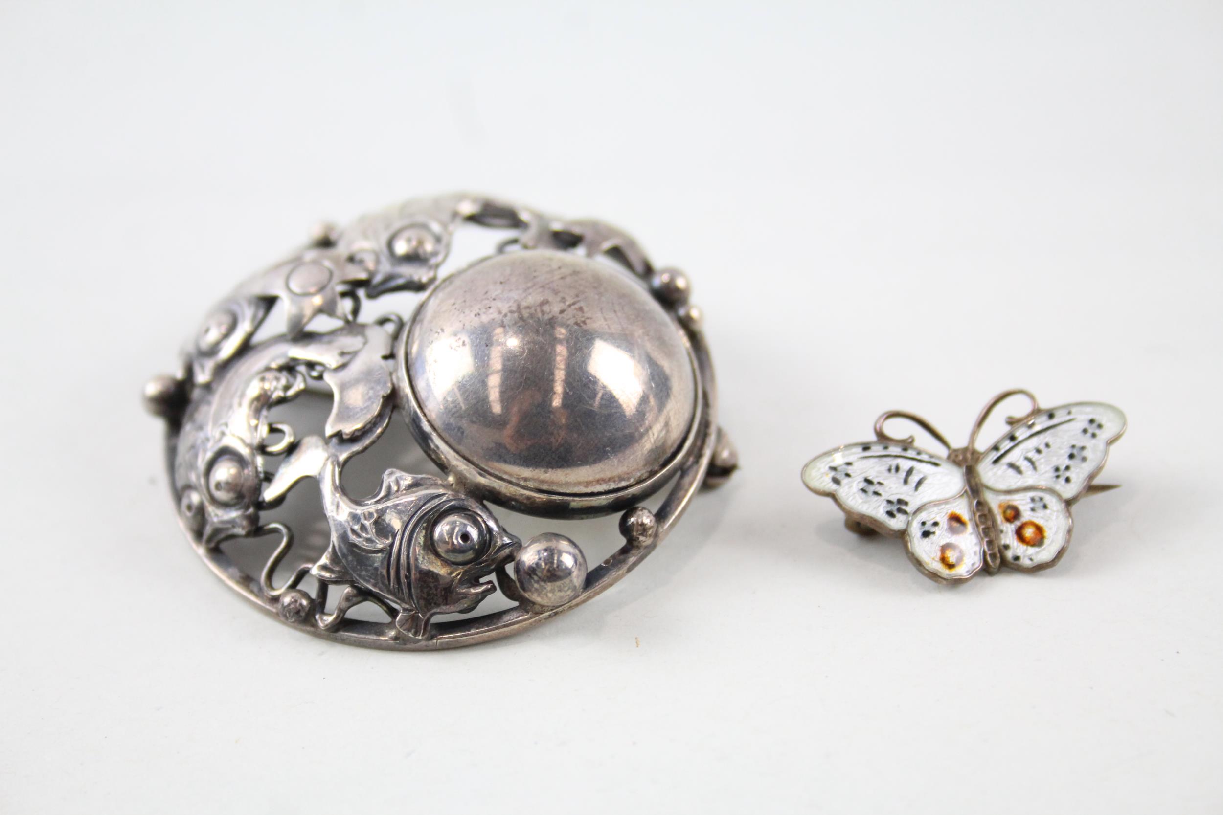 Two silver Scandi brooches including NE From (16g)