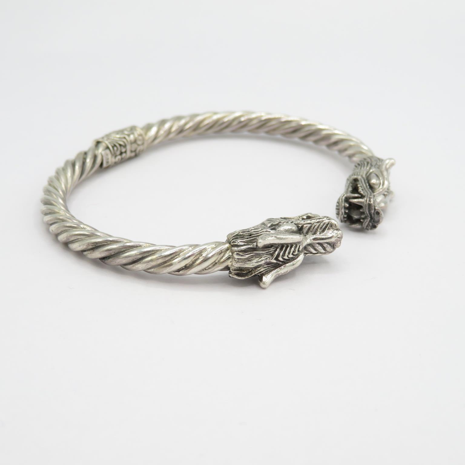 A dragon head 925 silver bracelet 28g - Bild 2 aus 5