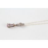 9ct gold morganite & diamond pendant & chain (1.3g)