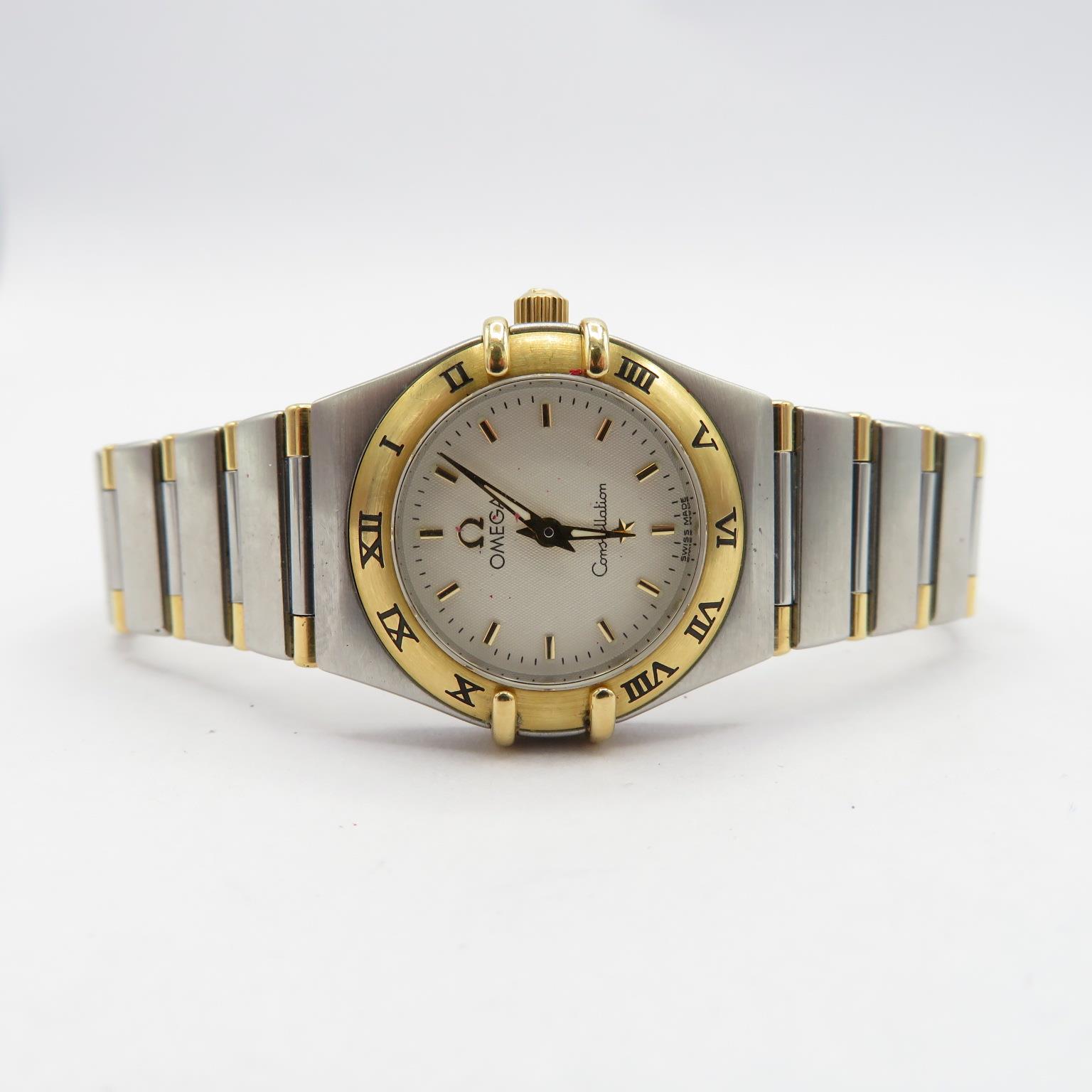 Omega Constellation Ladies steel and 18 ct gold quartz wristwatch requires service/repair requires - Image 3 of 7
