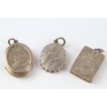 3x 9ct gold back & front antique patterned lockets (27.6g)