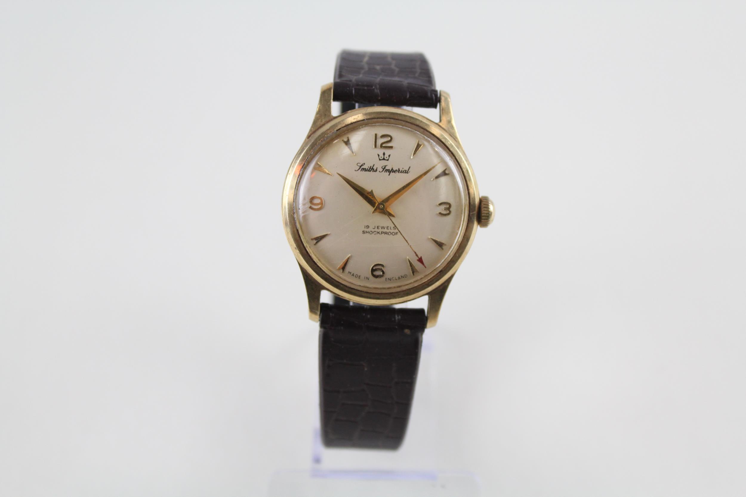 SMITHS IMPERIAL 9ct Gold Cased Gents Vintage WRISTWATCH Hand-wind WORKING // SMITHS IMPERIAL 9ct