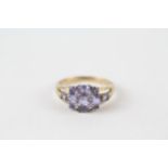 9ct gold tanzanite & diamond cluster ring (2.3g) Size M