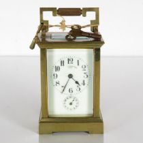 A medium sized carriage clock Paris movement and chimes clock requires full service 140mm x 90mm //