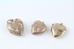 3x 9ct gold back & front antique heat shaped lockets (8.5g)