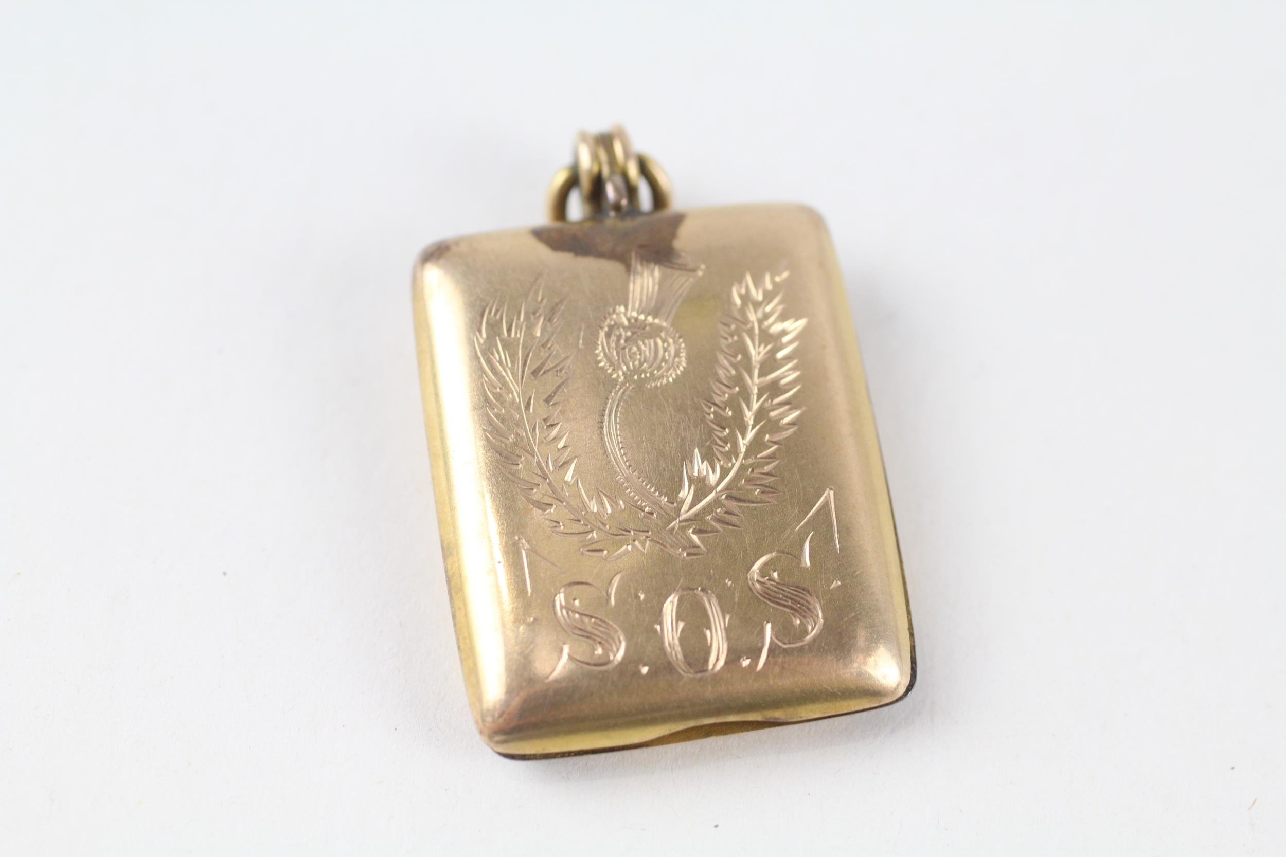 9ct gold back & front antique engraved locket (7.6g) - Image 3 of 5