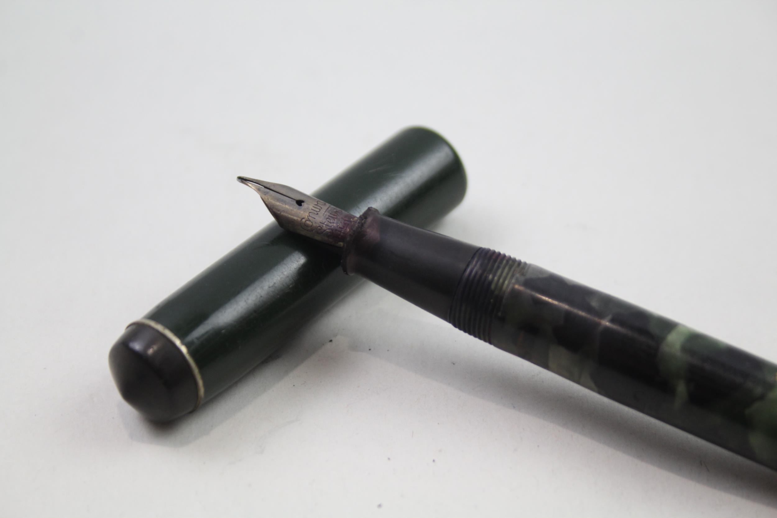 Vintage CONWAY STEWART No.266 Green Fountain Pen w/ 14ct Gold Nib WRITING // w/ Personal Engraving - Image 2 of 8