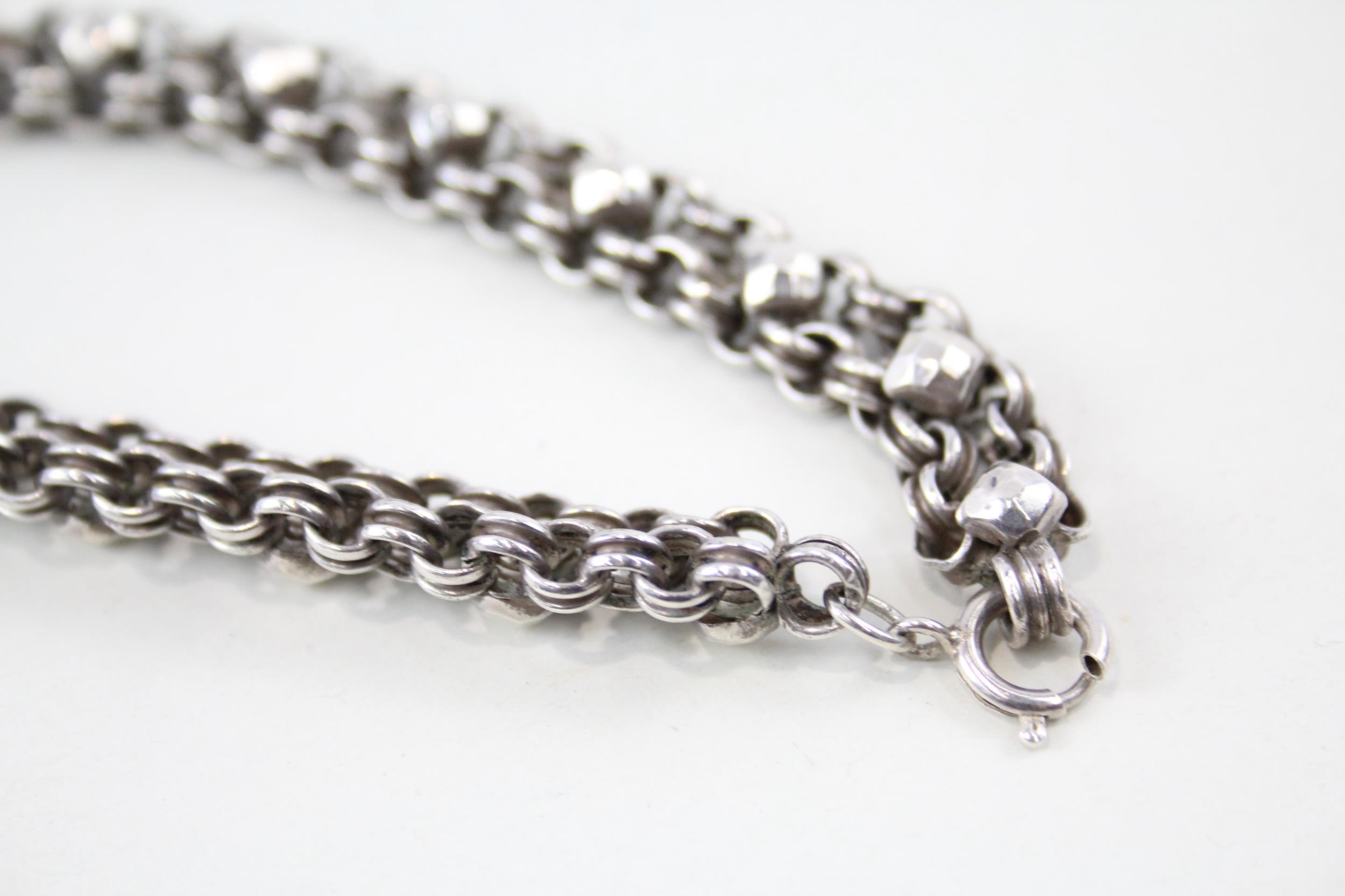 Silver antique fancy link chain necklace (26g) - Image 3 of 3
