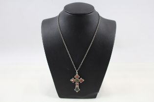 Silver antique cross pendant necklace (9g)