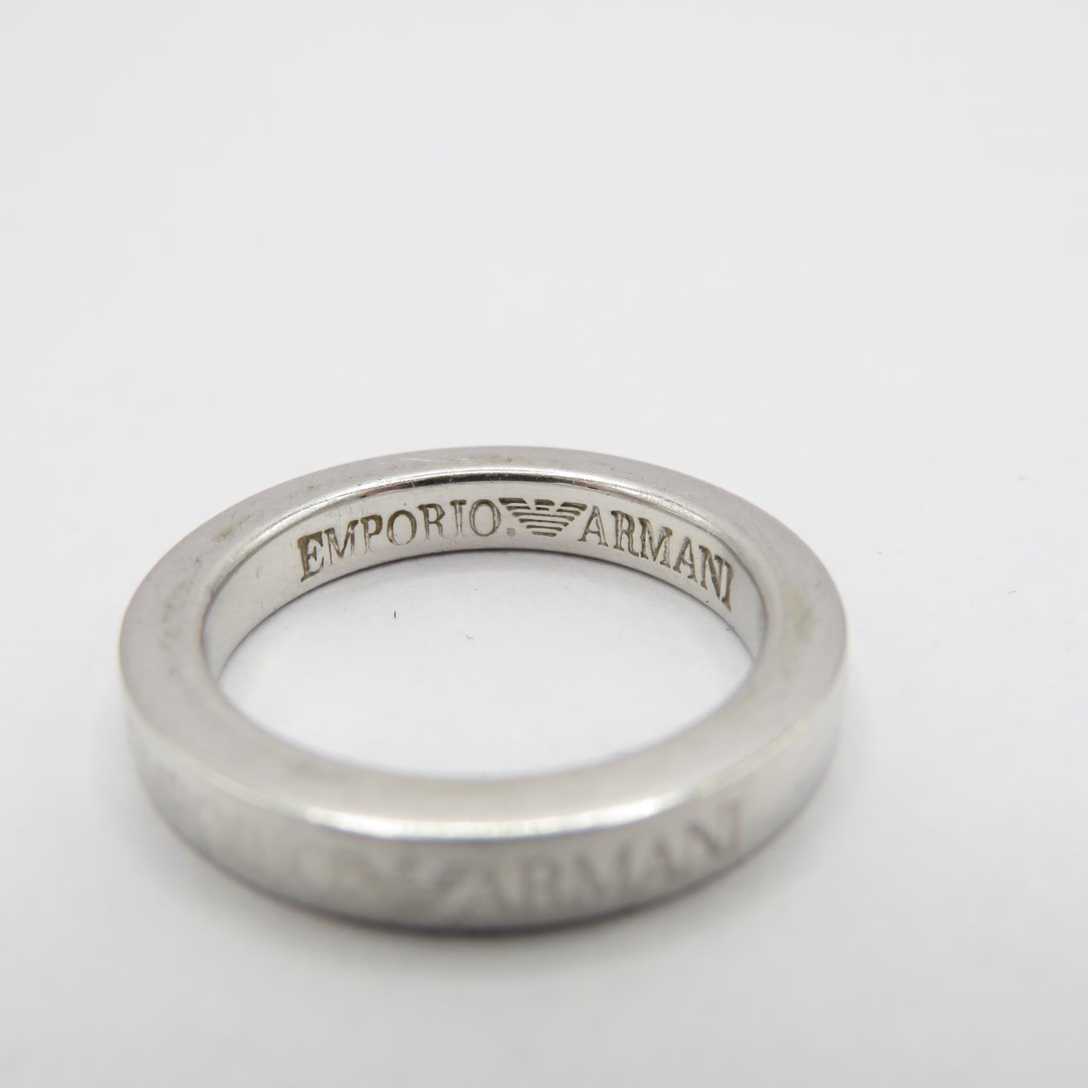 Three silver rings by designer Emporio Armani (15g) - Image 8 of 8