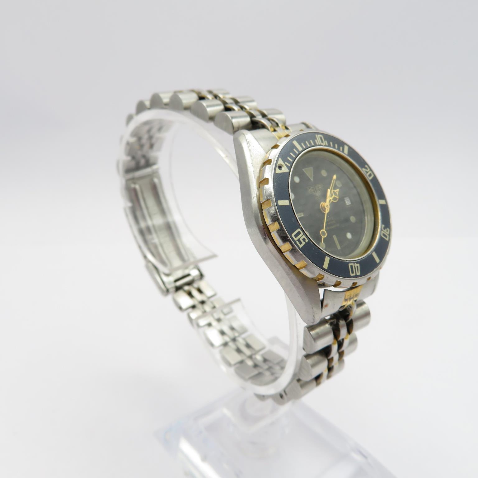 Heuer 1000 ref 980.018N ladies vintage two tone professional quartz divers w/watch working new - Image 4 of 8