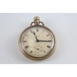 SMITHS Rolled Gold Gents Vintage Open Face Pocket Watch Hand-wind WORKING // SMITHS Rolled Gold