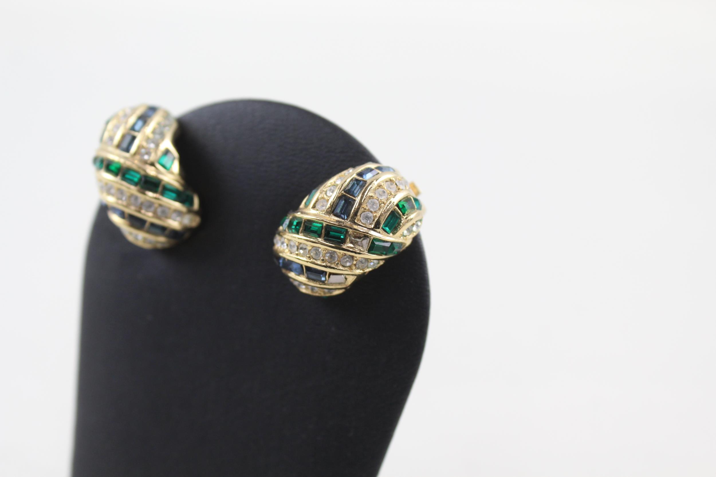 Pair of gold tone stone set clip on earrings by designer Grosse (25g) - Image 3 of 8