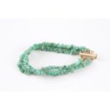 14ct gold emerald three row bracelet (13.3g)