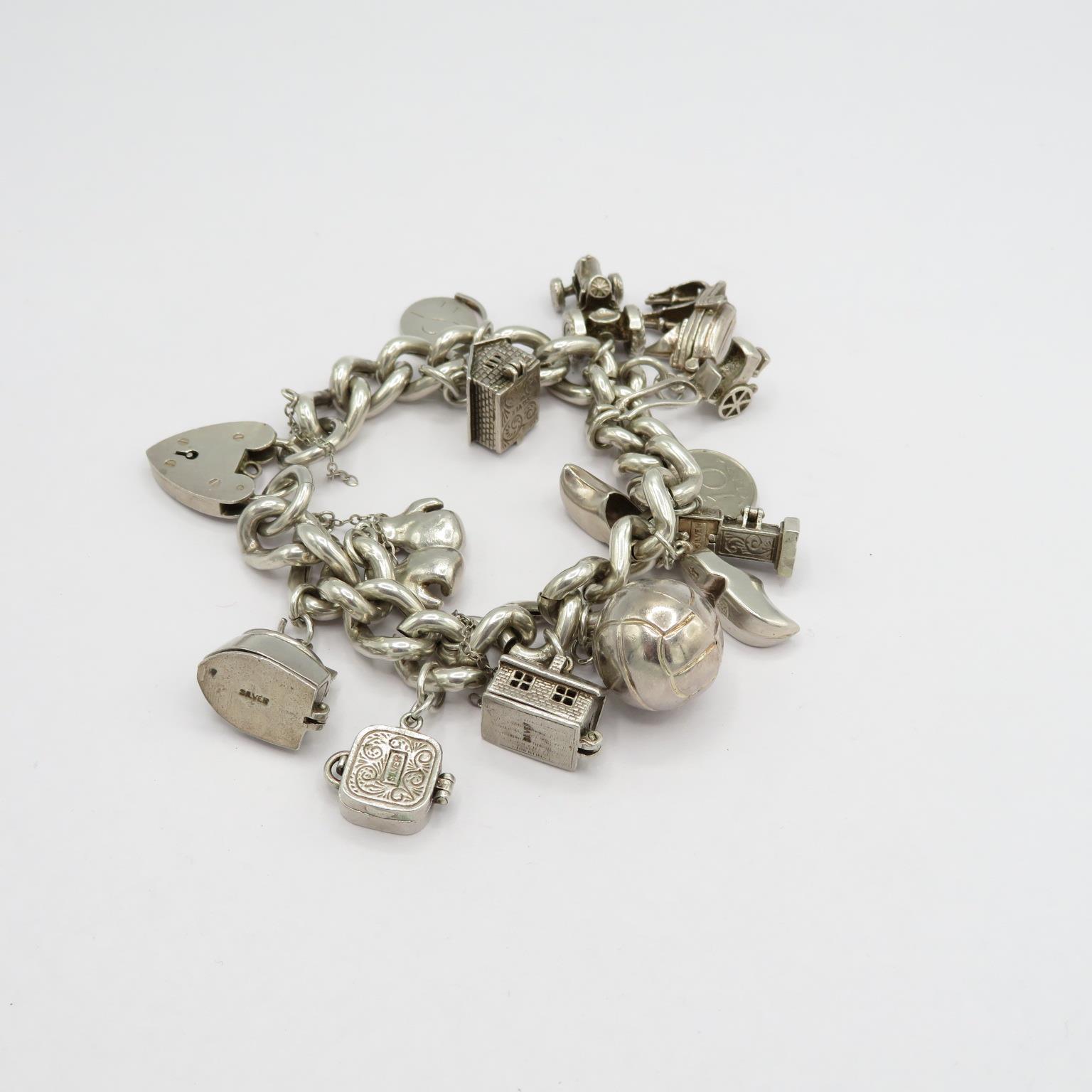 a silver charm bracelet 78g - Image 2 of 3