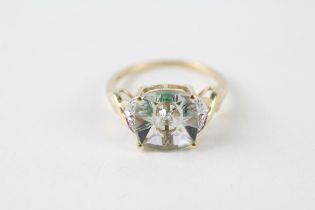 10ct gold prasiolite & diamond dress ring (2.8g) Size N 1/2