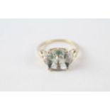 10ct gold prasiolite & diamond dress ring (2.8g) Size N 1/2