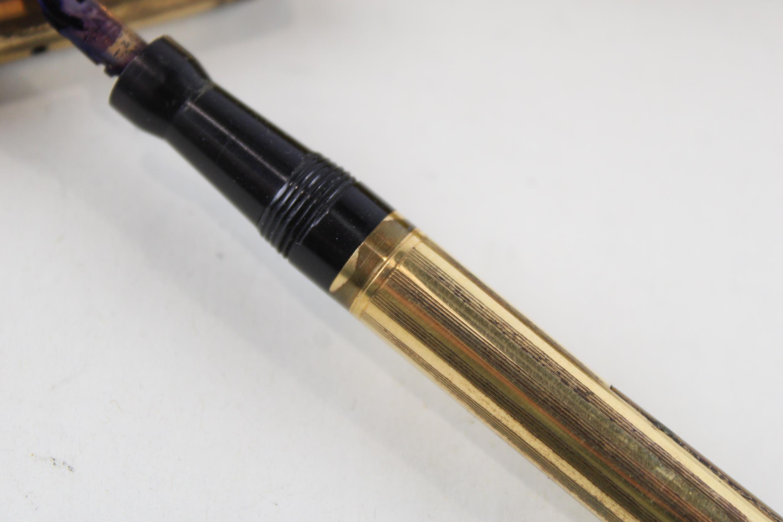 Vintage MABIE TODD Swan Pen Gold Plated Fountain Pen w/ 14ct Gold Nib WRITING // w/ Box Dip Tested & - Image 3 of 7