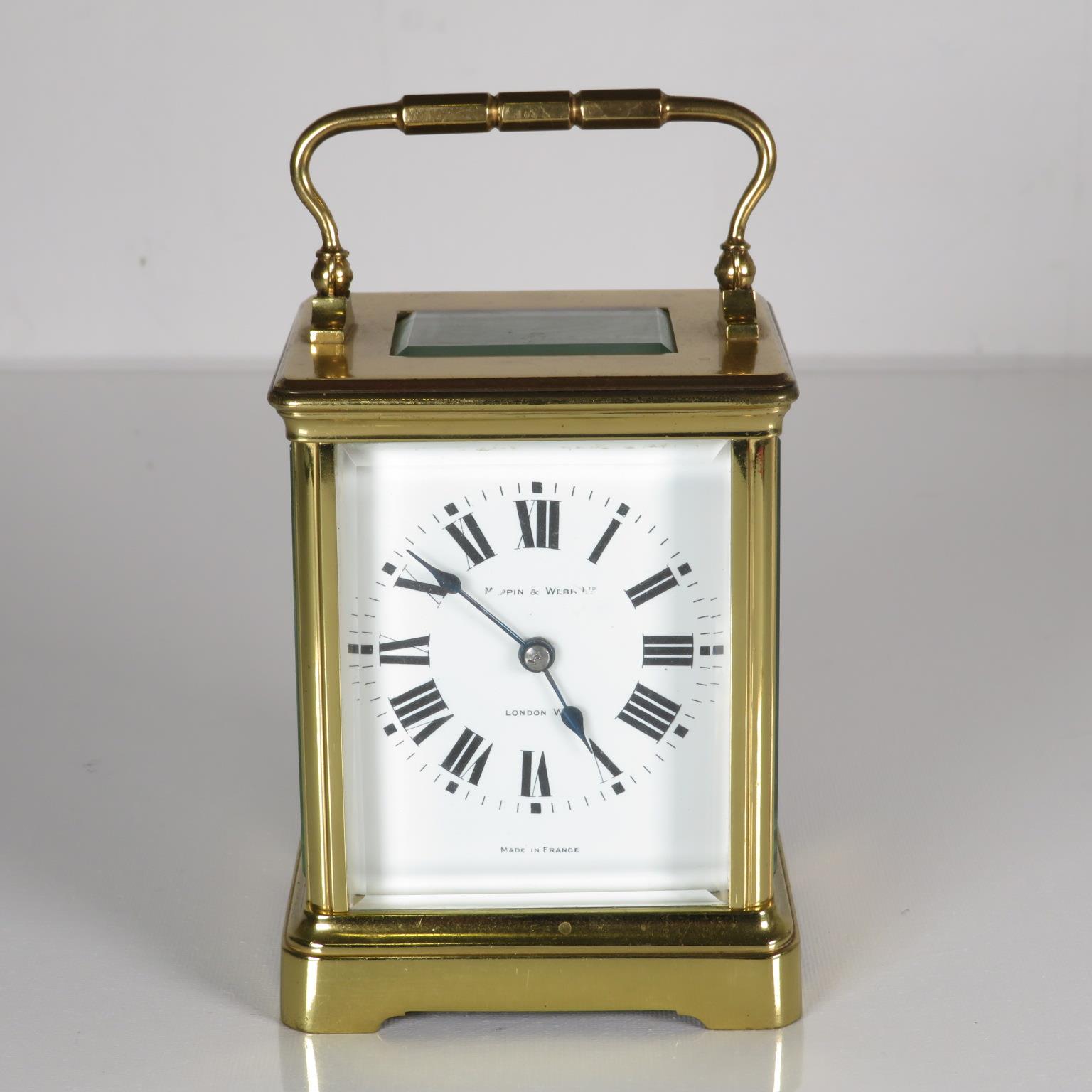 A midsize French movement carriage clock. Clock runs. 120mm x 80mm //