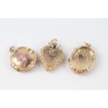 3x 9ct gold back & front antique patterned lockets (11g)