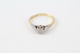 18ct gold & platinum diamond vintage solitaire ring (2.1g) Size K 1/2