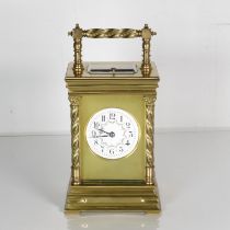 A large chiming carriage clock with floral porcelain design 160mm x 100mm //