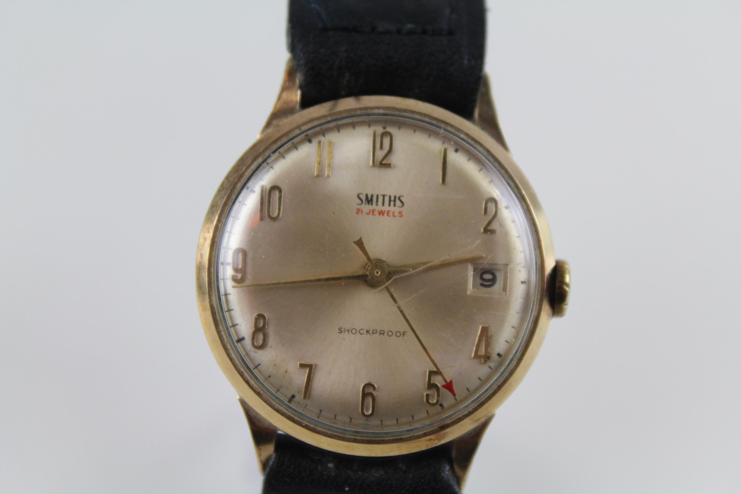 SMITHS 9ct Gold Cased Gents Vintage WRISTWATCH 21 Jewel Hand-wind WORKING // SMITHS 9ct Gold Cased - Image 2 of 6