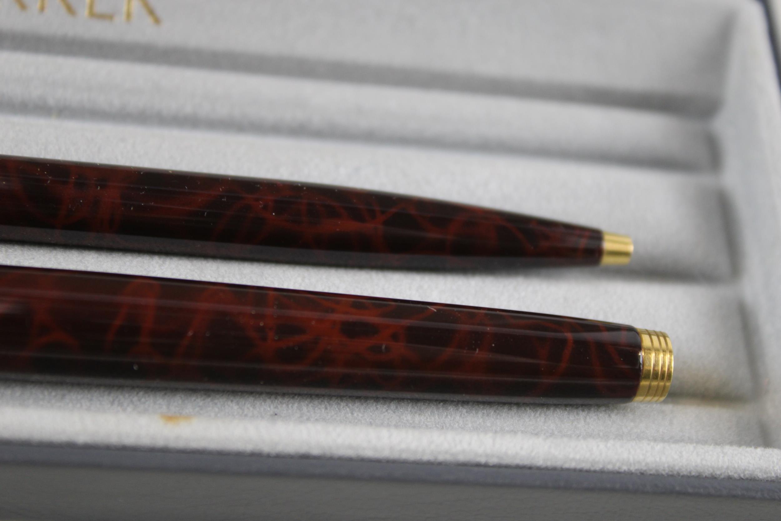 Vintage PARKER 75 Brown Lacquer Fountain Pen w/ 14ct Gold Nib, Ballpoint, Box // w/ 14ct Gold Nib, - Bild 4 aus 4