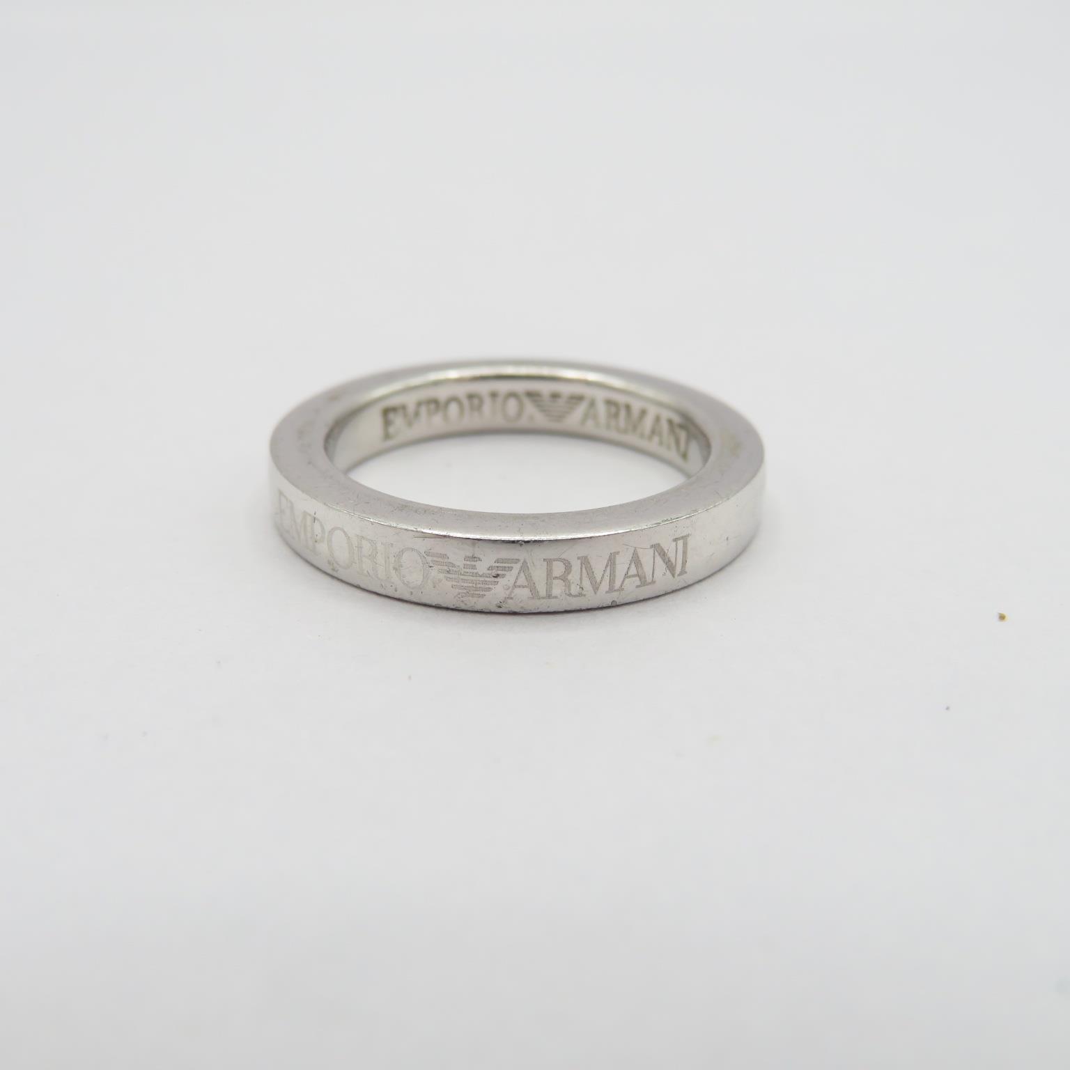 Three silver rings by designer Emporio Armani (15g) - Image 7 of 8