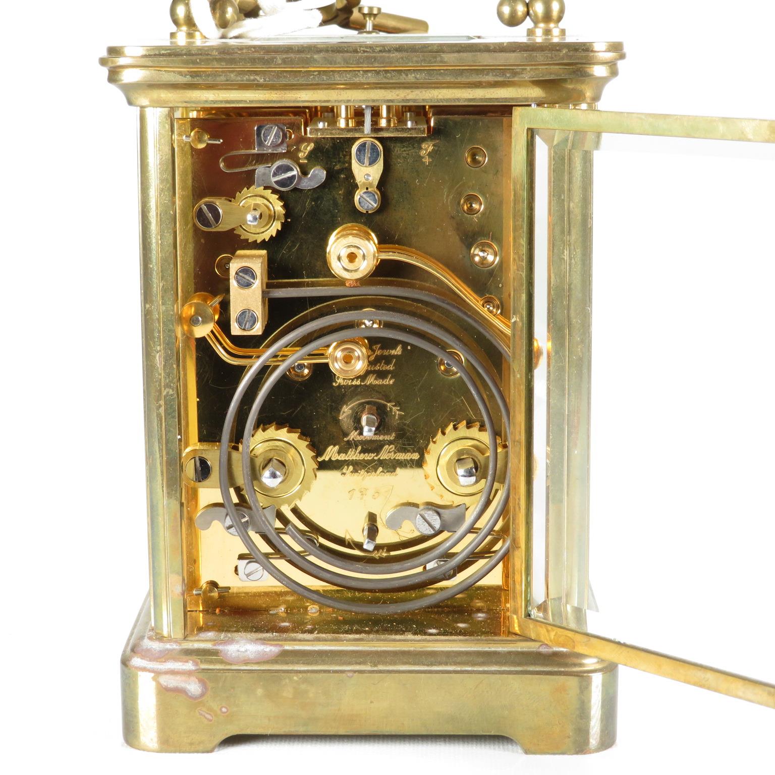 A midsize chiming carriage clock by Matthew Norman of London Matthew Norman Switzerland movement. - Image 4 of 7