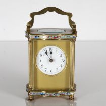 Cliosonne Enamel midsized carriage clock. Clock runs. 110mm x 80mm //