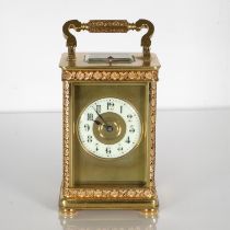 A large chiming carriage clock, clock requires full service 150mm x 100mm //