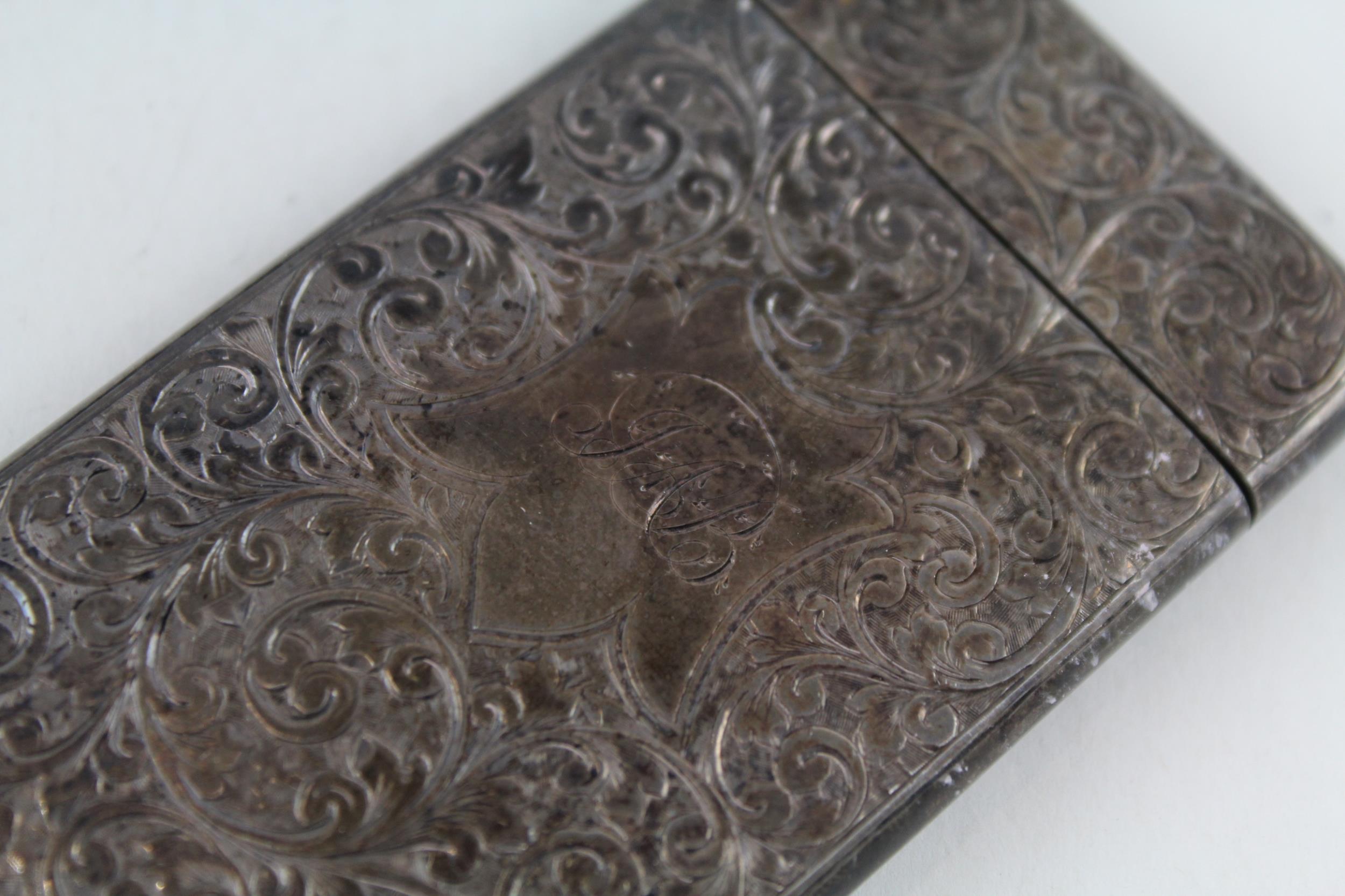 Antique Victorian 1893 Birmingham STERLING SILVER Calling Card Case (50g) // w/ Engraved Cartouche - Image 2 of 4
