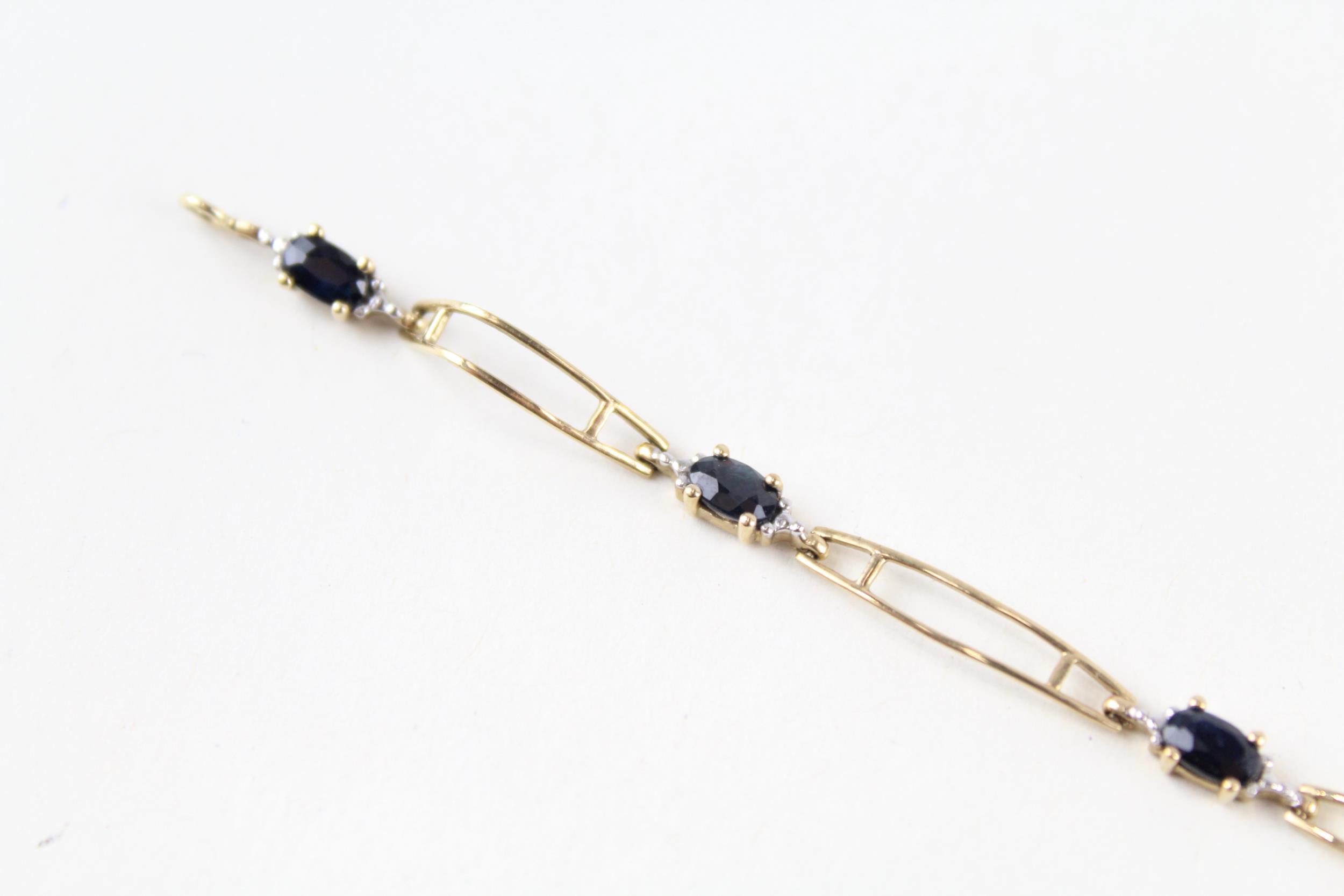 9ct gold sapphire & diamond bracelet (3.2g) - Image 2 of 4