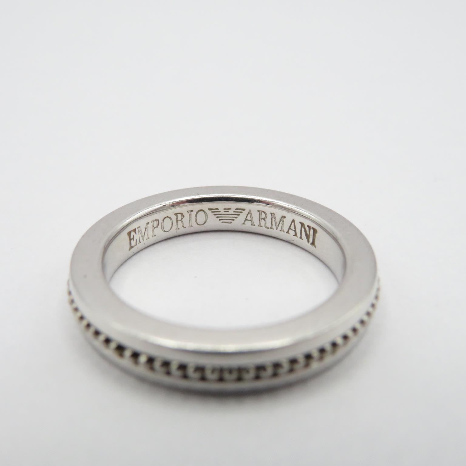 Three silver rings by designer Emporio Armani (15g) - Image 6 of 8