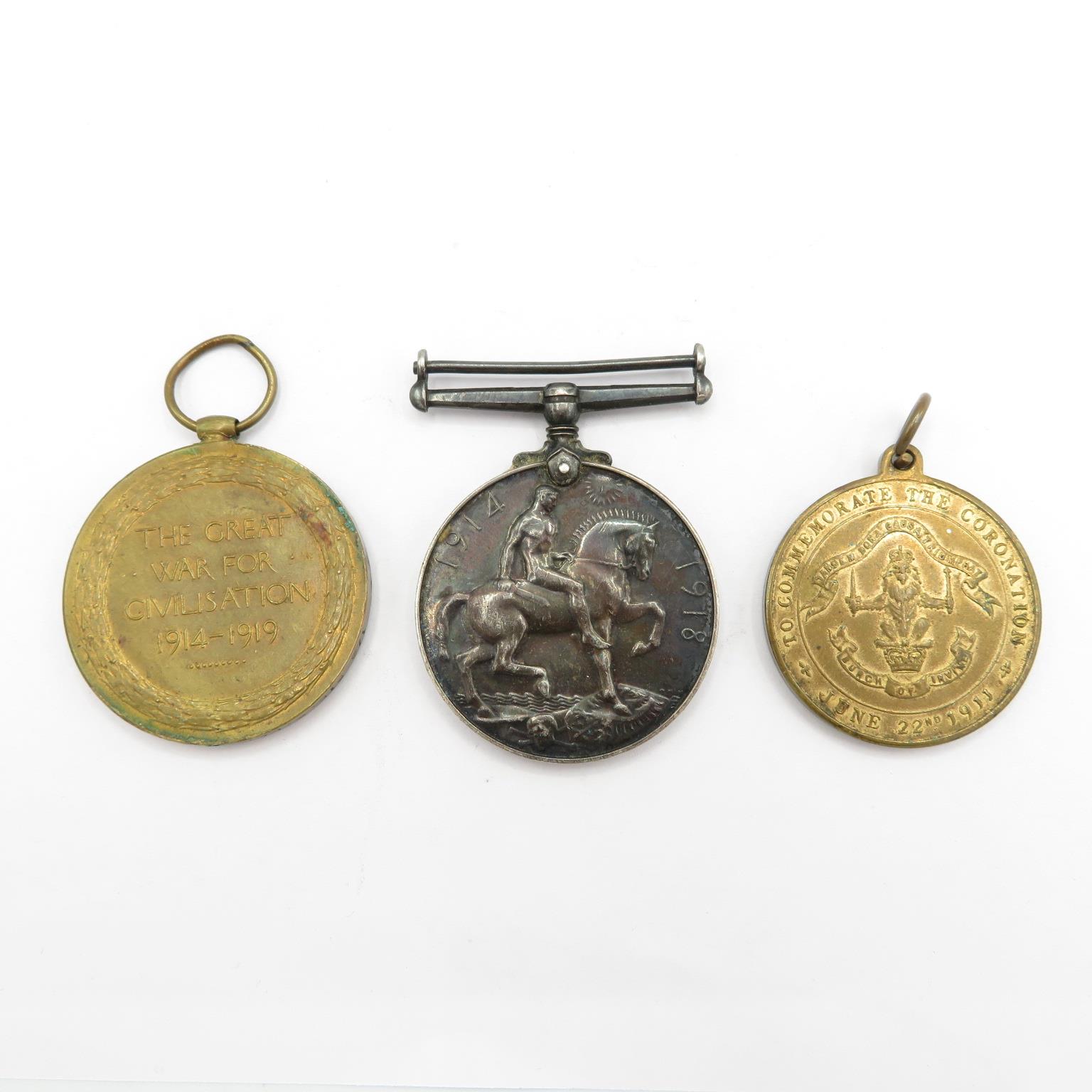 A pair of medals alongside a 3rd medal. Medals made out to 173 Pte R Laidlaw of the Irish Rifles - Image 2 of 2