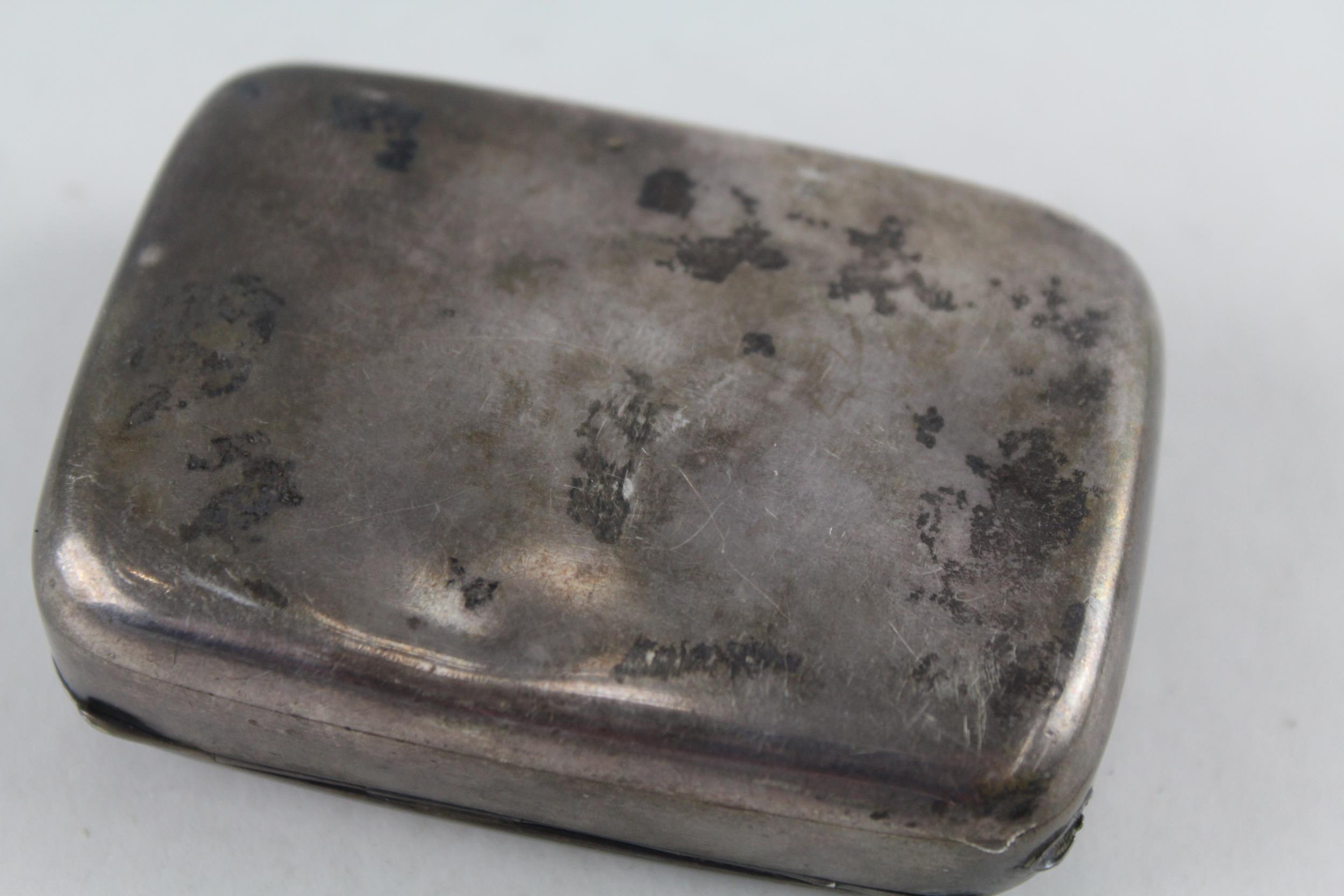 Antique Edwardian 1909 Birmingham Sterling Silver Snuff Box / Vesta Case (45g) // w/ Personal - Image 3 of 4