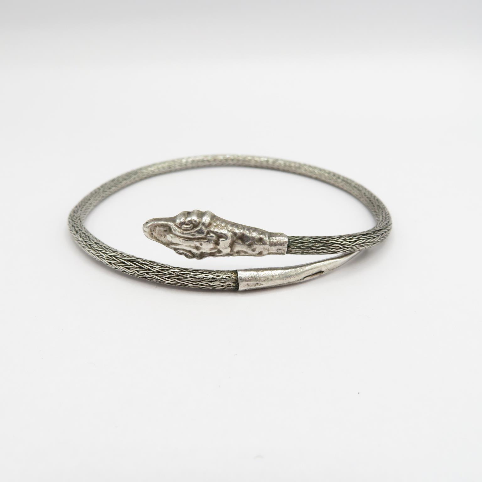 Silver snake wrap bangle (19g)