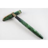 Vintage CONWAY STEWART 85L Green Fountain Pen w/ 14ct Gold Nib WRITING // Dip Tested & WRITING In