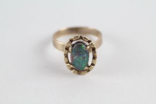 9ct gold opal triplet dress ring (2.4g) Size L 1/2