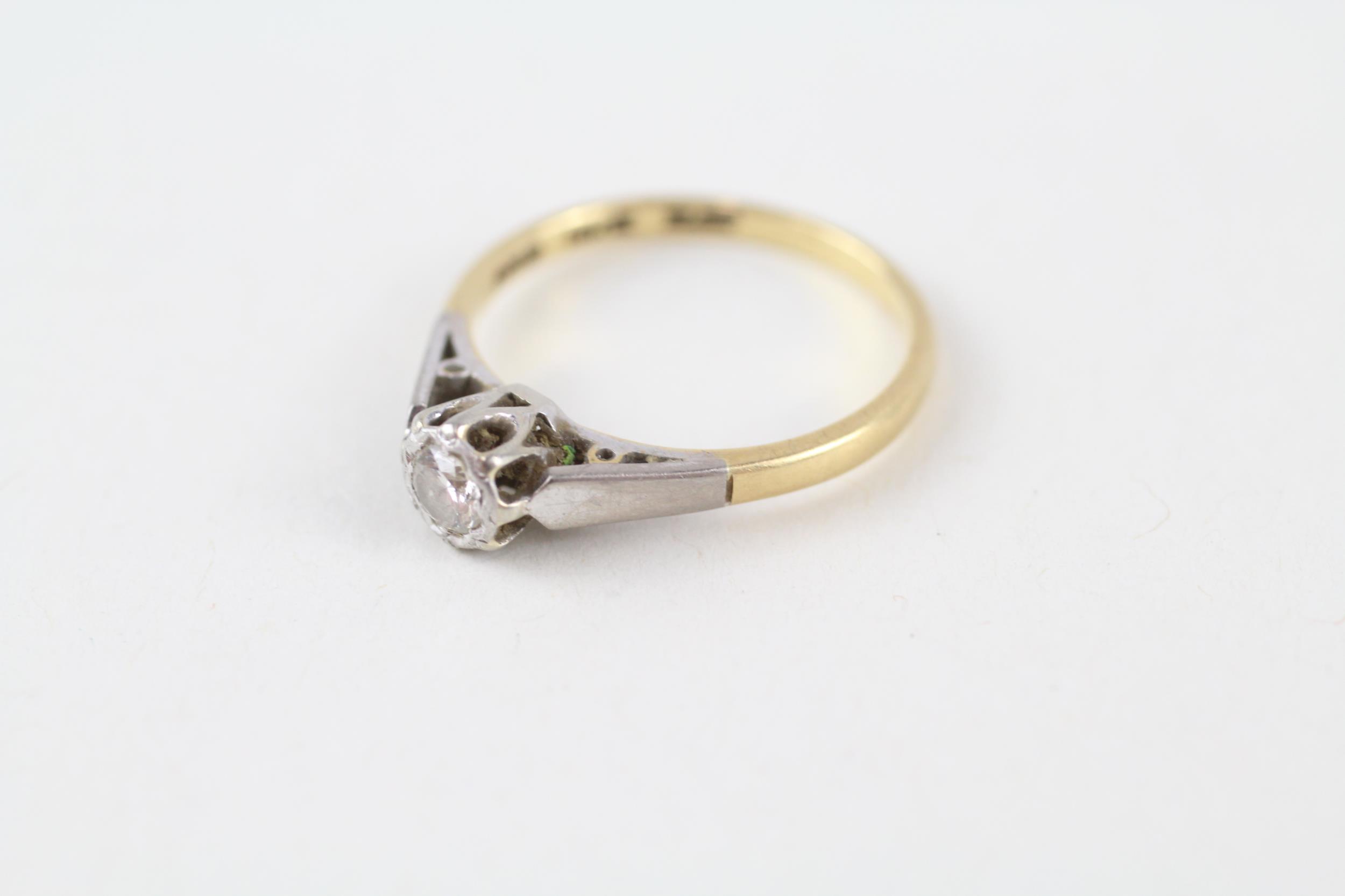 18ct gold & platinum diamond vintage solitaire ring (2.1g) Size K 1/2 - Bild 3 aus 4