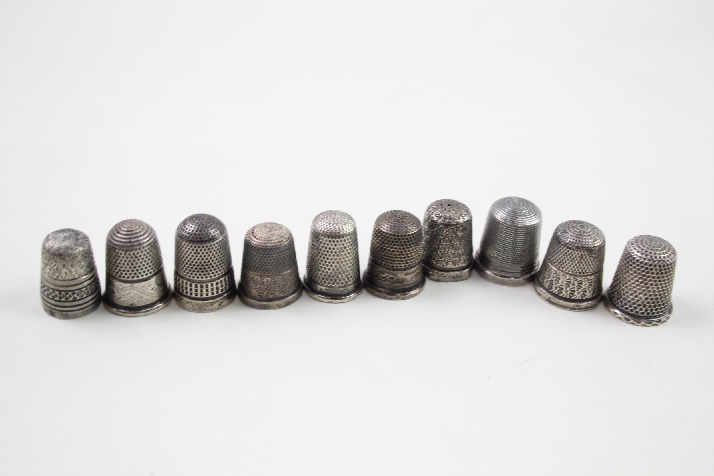 10 x Antique / Vintage HM .925 Sterling Silver Thimbles Inc Charles Horner (45g) // In antique /