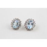 9ct gold diamond & topaz stud earrings (2.7g)