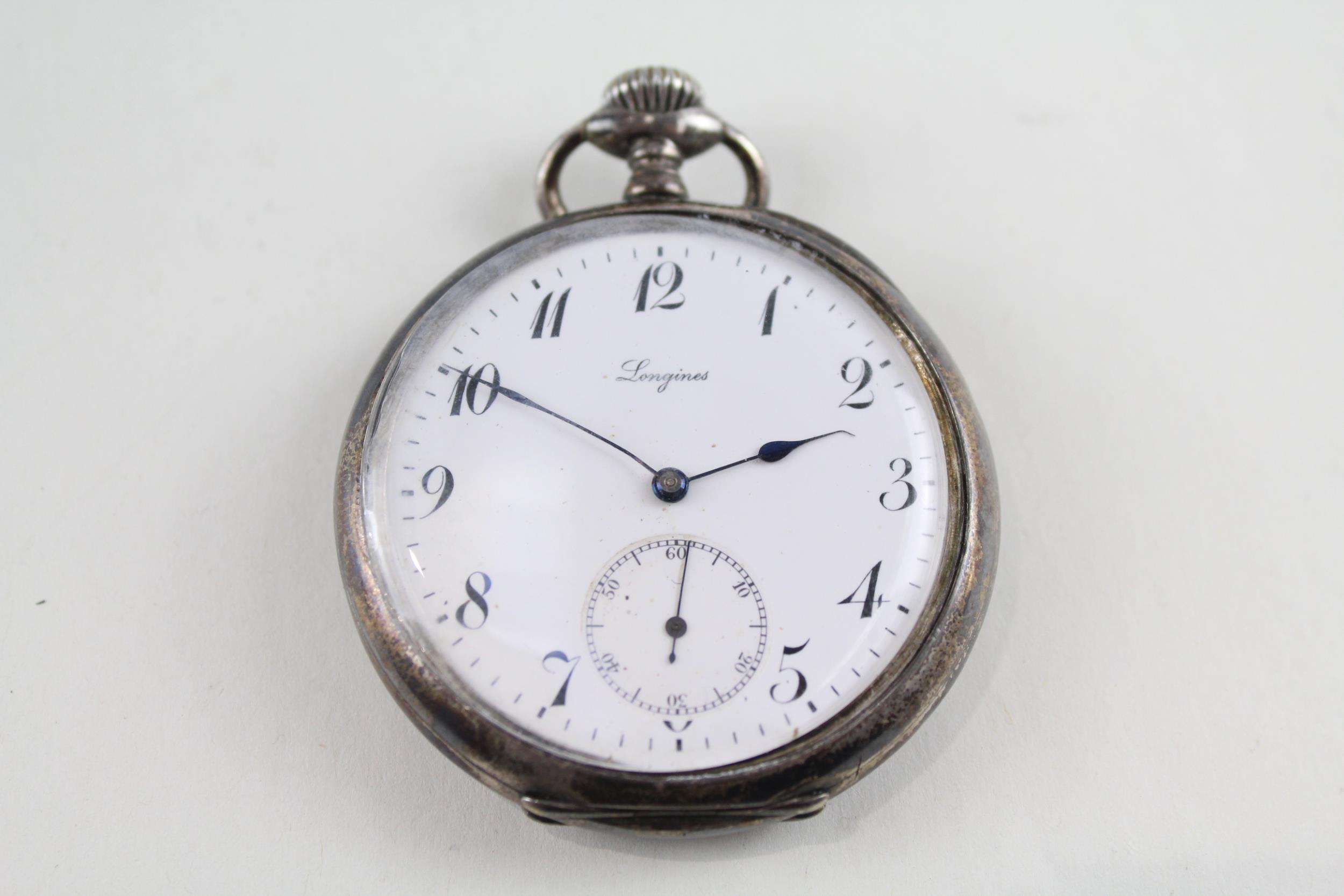 LONGINES Sterling Silver Military Interest Presentation Pocket Watch WORKING // LONGINES Sterling