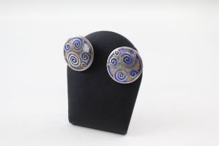 Pair of silver enamel earrings by Joan MacKarell (16g)