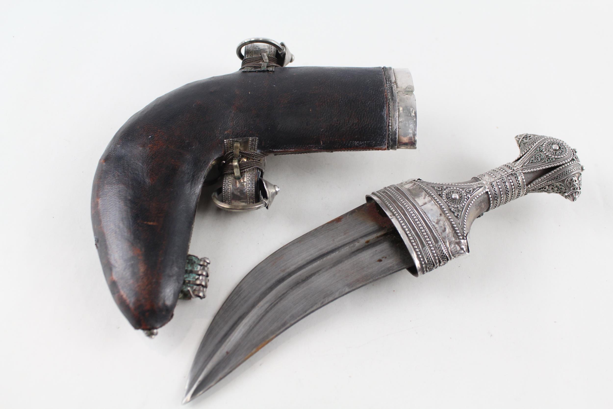 Antique .900 Silver Cased Omani Khanjar / Dagger Middle Eastern (414g) // Length - 26.5cm In antique - Bild 8 aus 8