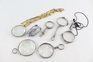 Opera Spectacles Loupes Inc Silver Plate, Marcasite, Necklace Etc // Items are in antique /